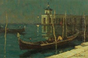 The Dogana By Night, Venice by Terrick John Williams