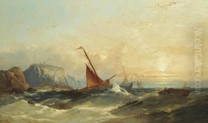 A Heavy Swell Off A Fortified Headland