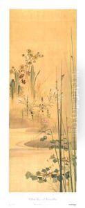 Stream, Grasses and Flower Plants by Zeshin Shibata