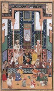 Sadi Visit to an Indian Temple, miniature from a Bustan (The Orchard) by Sadi, Bukhara, Western Uzbekistan, c.1531-32 by Shaykh Zada