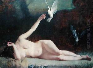 Woman with Pigeons, c.1883 by Ernst Philippe Zacharie