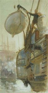 A Lady And A Gentleman Escaping From A Galleon