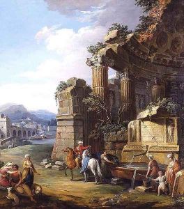 Italianate River Landscape by Giuseppe Zocchi