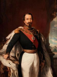 In Uniform Mit Hermelinmantel An Einem Tisch Mit Krone Und Zepter by Franz Xavier Winterhalter