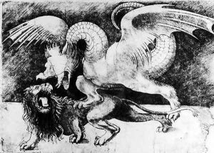 Dragon Fighting a Lion by Andrea Zoan