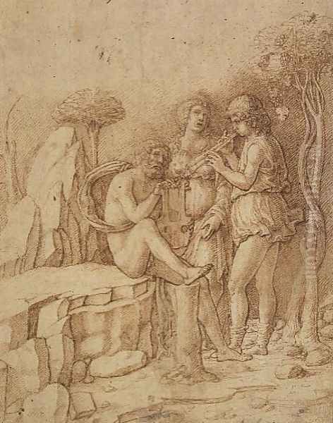 Three Musicians in a Landscape - view 1