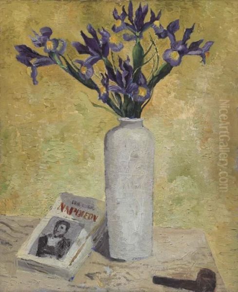 Iris In A Tall Vase - view 1
