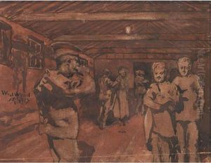 At The Station - Off To War by William John Wood