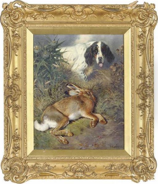 Hare And A Setter In A Landscape - view 1