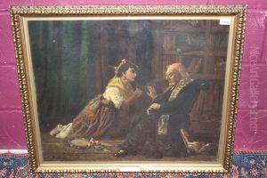 Kneeling Peasant Girl Pleading With A Clergyman