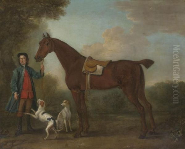 A Groom And Horse In A Landscape With Two Hounds - view 1