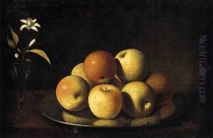 Still-Life with Plate of Apples and Orange Blossom c. 1640 by Juan de Zurbaran