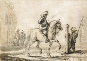 A Horse Being Schooled by Pieter Wouwermans or Wouwerman