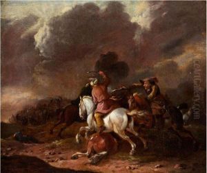 Schlachtenszene by Pieter Wouwermans or Wouwerman
