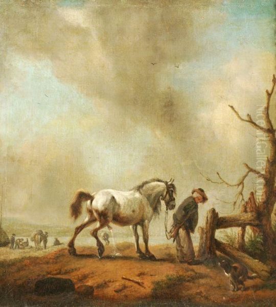 A Peasant Attending To A Horse - view 1