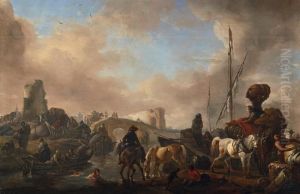 Sudliche Flusslandschaft by Pieter Wouwermans or Wouwerman