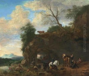 Figures In A Landscape by Pieter Wouwermans or Wouwerman