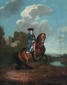 Portrait Of A Gentleman On Horseback, A Lake Beyond