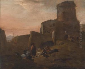 Bathers By A Bridge On The Riverside
