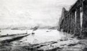 The Firth Of Forth Railway Bridge With The American Fleet