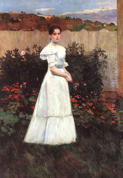 Young Lady in Flower Garden - view 1