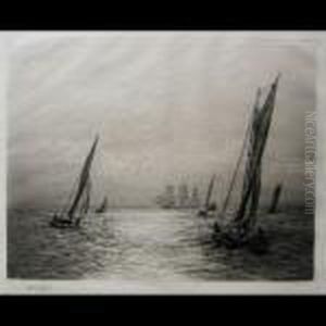 Sailing Boats And Clippers - Portsmouth by William Lionel Wyllie