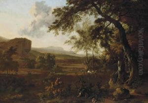 An Italianate Landscape With Travellers On A Track An Italianate Landscape With Travellers On A Track
