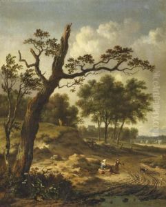 Paysants Se Reposant Au Bord D'un Chemin Arbore by Jan Wijnants