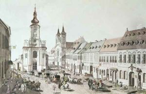 The Parish Church and Cemetery of Fauxbourg, engraved by the artist by Jacob Ziegler