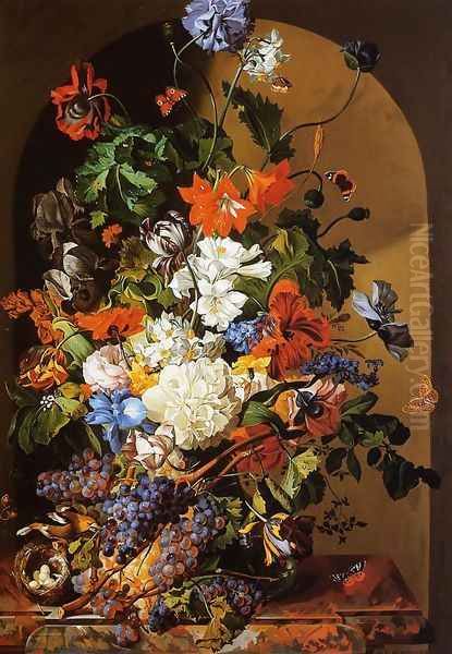 A Still Life with Flowers and Grapes - view 1