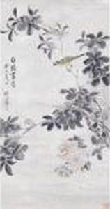 Yellow Bird And Flowers by Zhang Yin