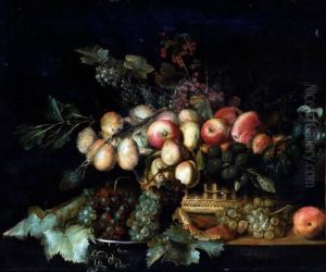 Stilleven Met Druiven, Pruimen En Appels by Frans Ykens