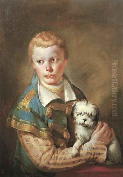 Portrait of a young boy with a dog - view 1