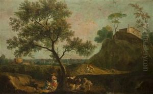 A Landscape With Figures by Giuseppe Zais