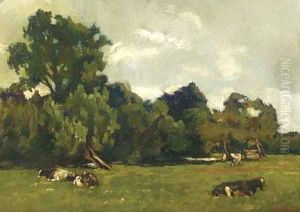 Landschap bij Loosduinen Cows in a meadow by Loosduinen by Willem de Zwart
