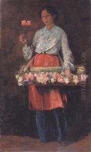 Flower Seller Girl by Tivadar Zemplenyi