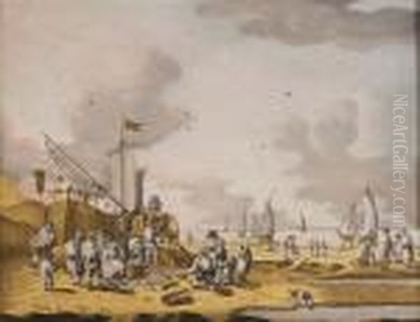 Representant Un Retour De Peche Sur La Plage - view 1