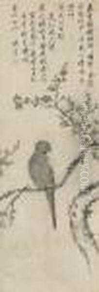 Parrot And Apricot Blossoms - view 1