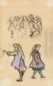 Kindergruppe / Zwei Madchen by Heinrich Zille