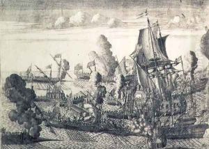 Battle off Cape Gangut (Hanko) on 25th July 1714, 1715 by Alexei Fyodorovich Zubov