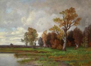 Malerische Landschaft Mit Teich by Alfred Zimmermann