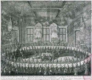 Wedding of Peter I (1672-1725) and Catherine (1684-1727) in the Winter Palace in 1712, 1712