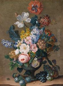 Groses Blumenstillleben Mit Rosen by Leopold Zinnogger