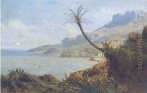 A view of a Mediterranean bay by August Albert Zimmermann