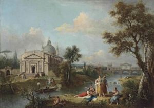 An Italianate River Landscape An Italianate River Landscape