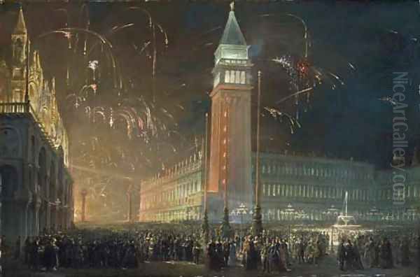 A fireworks display over Saint Mark's Square, Venice - view 1