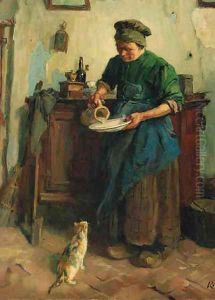 Feeding the cat by Jacques Abraham Zon