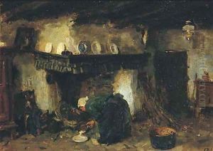 By the kitchen fire by Jacques Abraham Zon