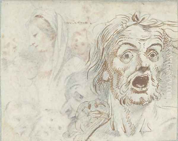 A man screaming, and studies of the Virgin and other figures; and A portrait of a man, and the Madonna and Child - view 1