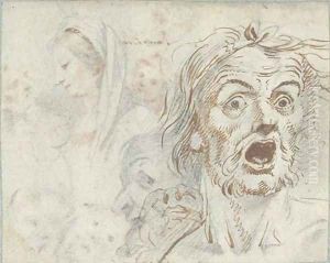 A man screaming, and studies of the Virgin and other figures; and A portrait of a man, and the Madonna and Child by Federico Zuccaro